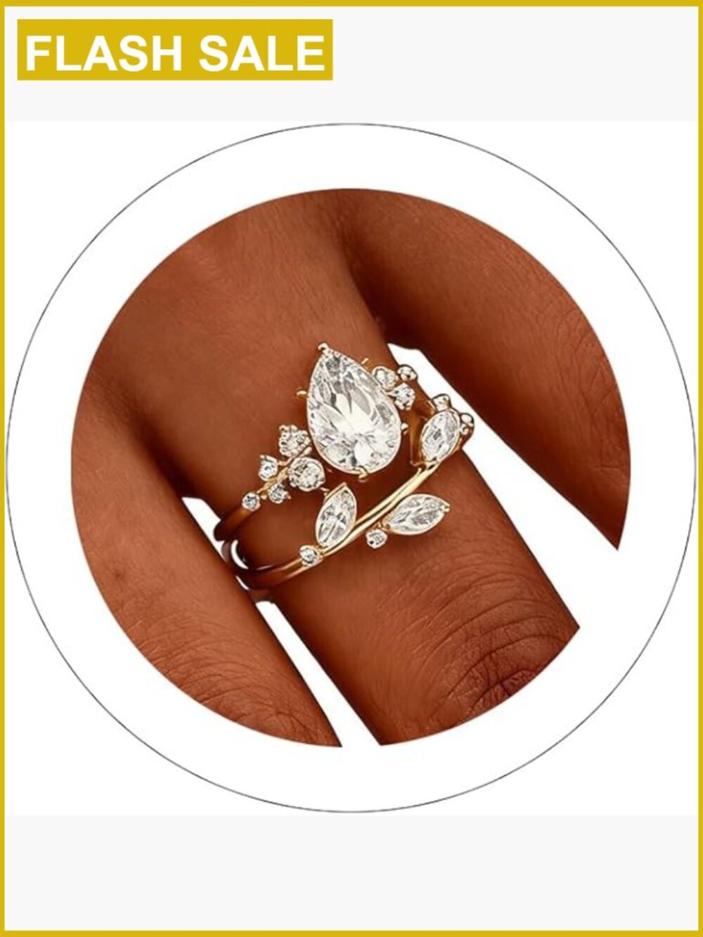 Dainty Stackable CZ Oval Teardrop Leaf Ring Promise Eternity Engagement Band
